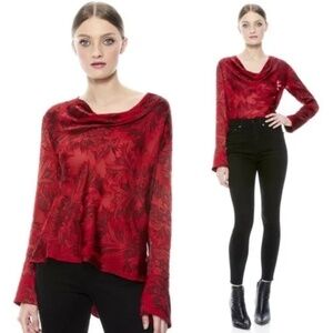 Alice + Olivia Red Floral Blouse